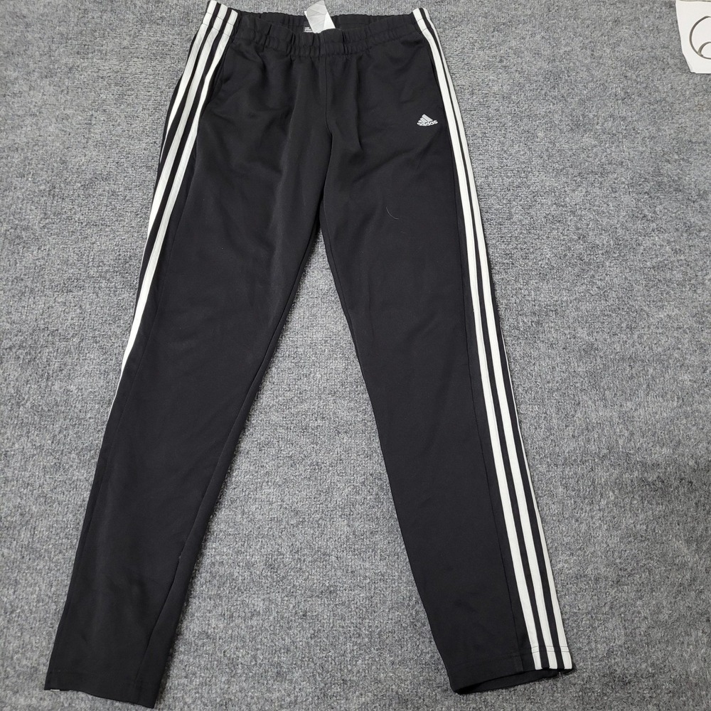 Adidas Track Pants Womens Size L Black 3-Stripe Ankle Zip Athletic Joggers